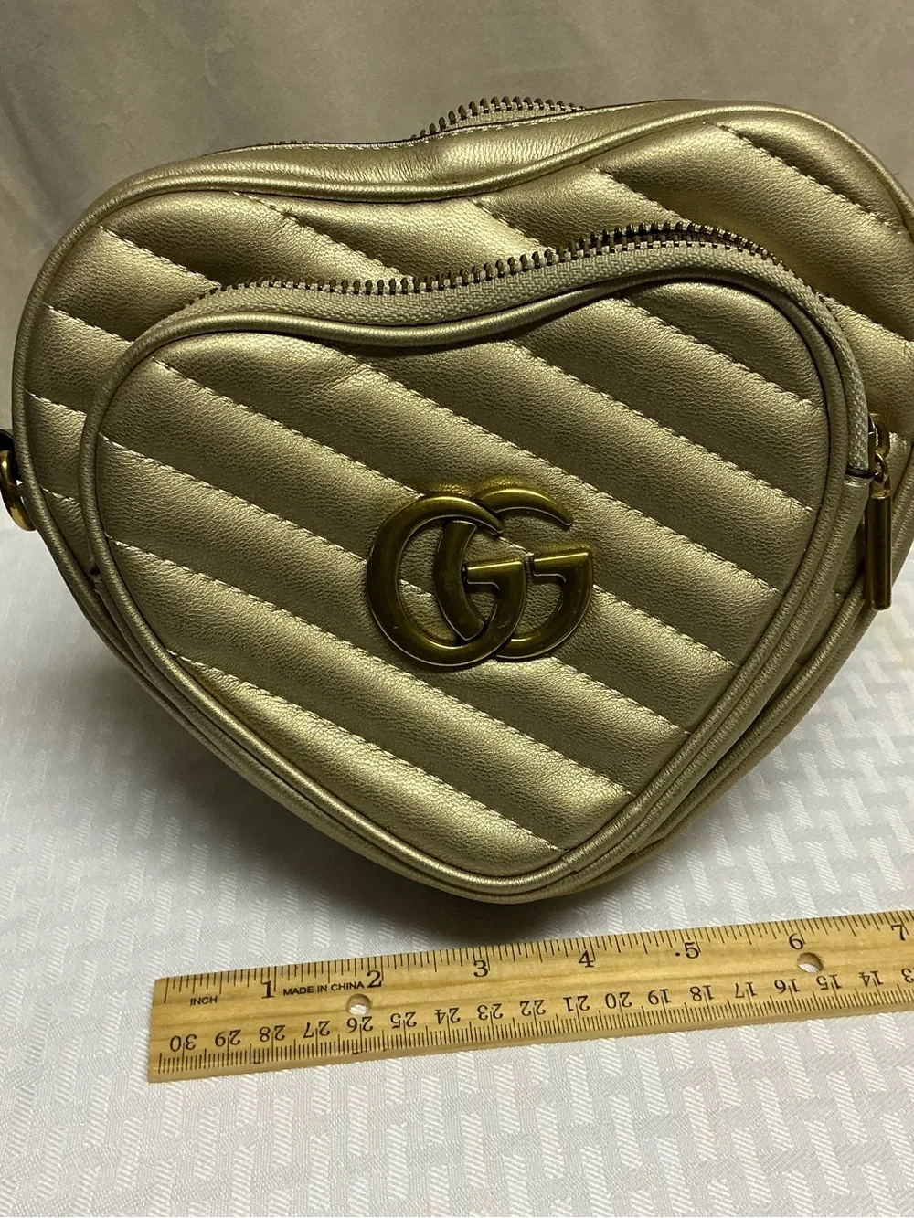 Gold Quilted Heart Crossbody Bag - Women
